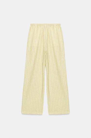 PANTALON RAYÉ EN LIN - Jaune de Zara - Image 6