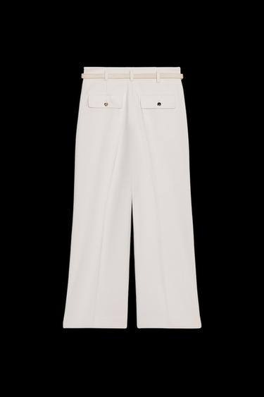 CROPPED TROUSERS WITH CHAIN BELT - Ecru by Zara