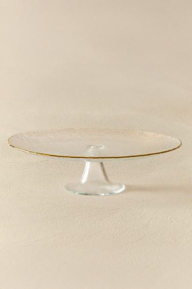 RAISED GLASS SERVING DISH WITH GOLD RIM - 990 by Zara