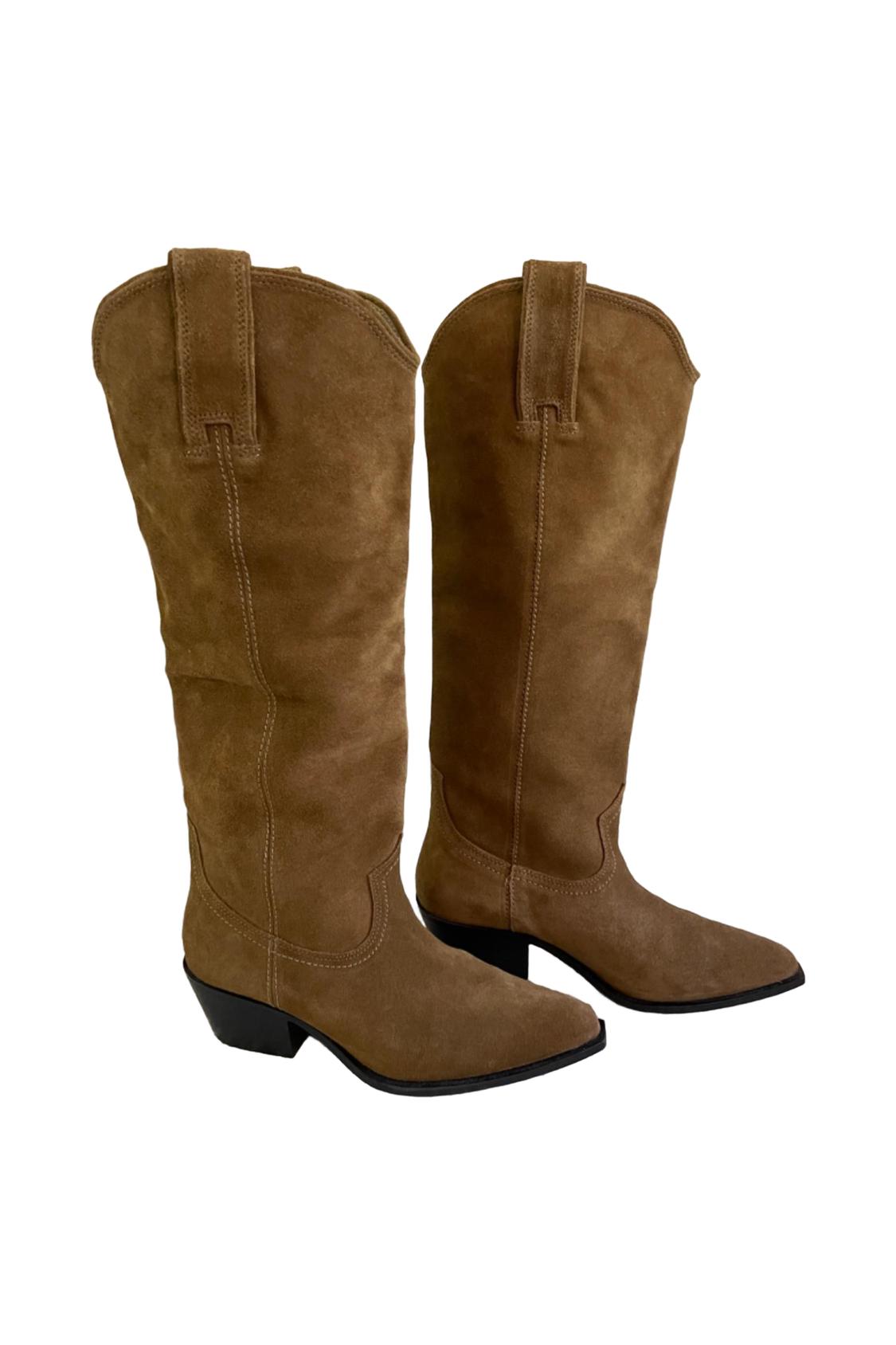 KNEE HIGH SPLIT LEATHER COWBOY BOOTS - Image 8