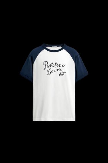 T-SHIRT IN BLOCKFARBEN MIT PORTOFINO-SCHRIFTZUG - Marineblau von Zara - Bild 0
