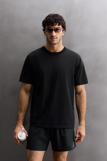 Zara RELAXED FIT TRAINING T-SHIRT - Black