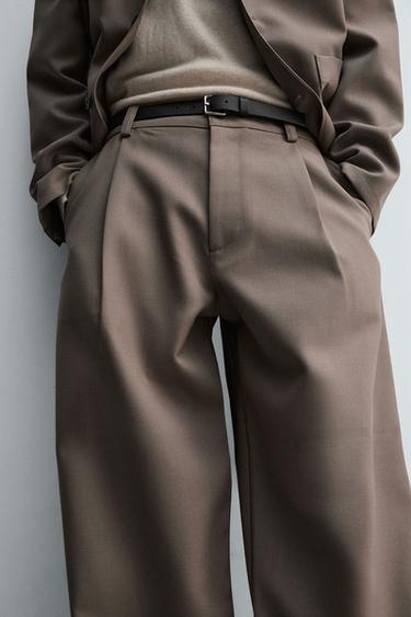 BALLOON FIT PLEATED TROUSERS - Mink by Zara - Image 5