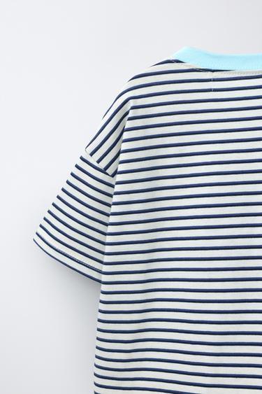ZARA TIMELESS - T-SHIRT RAYURES COL CONTRASTE - Écru / Bleu de Zara - Image 6