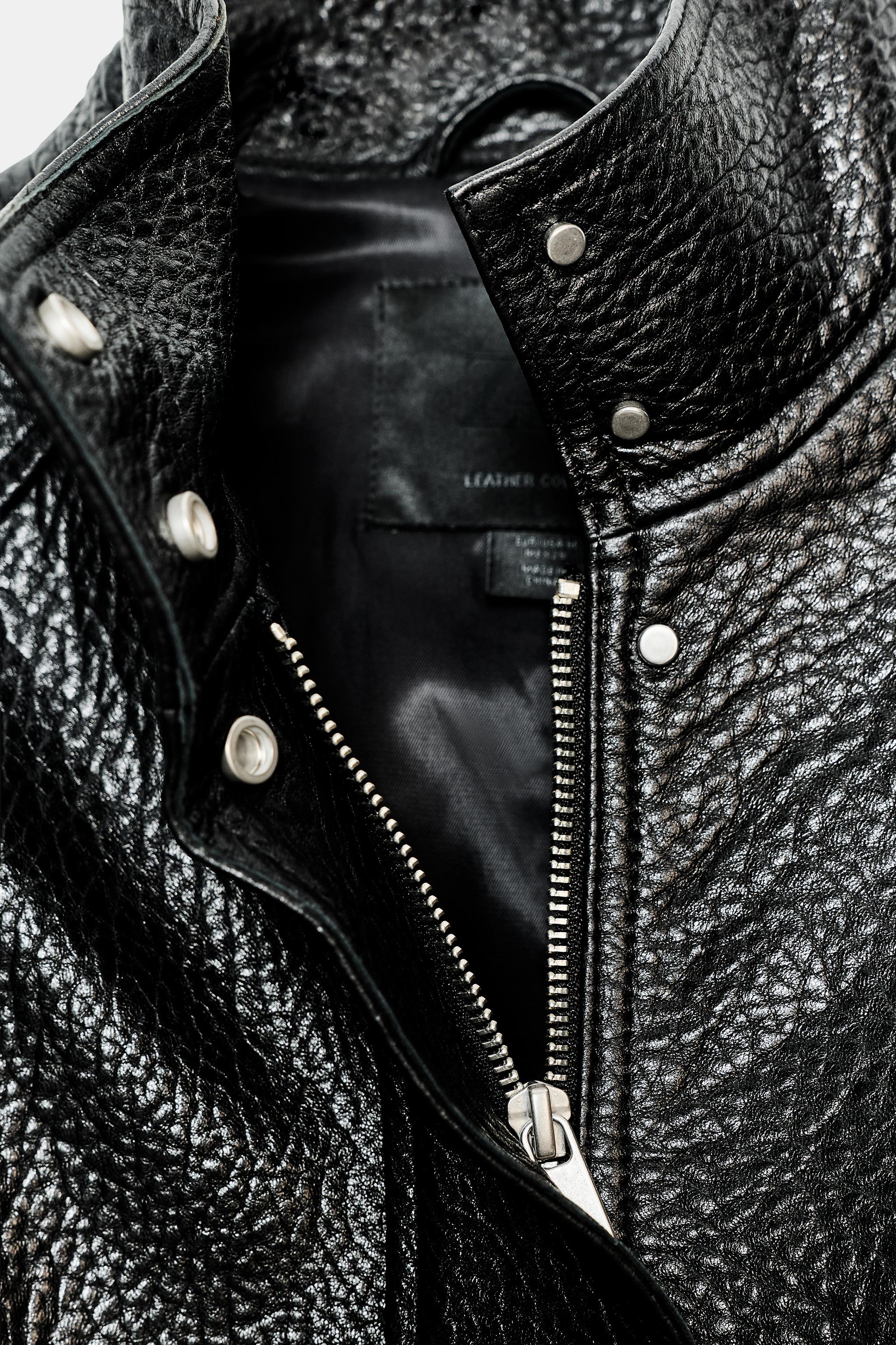100% LEATHER BOMBER JACKET ZW COLLECTION LIMITED EDITION - Black