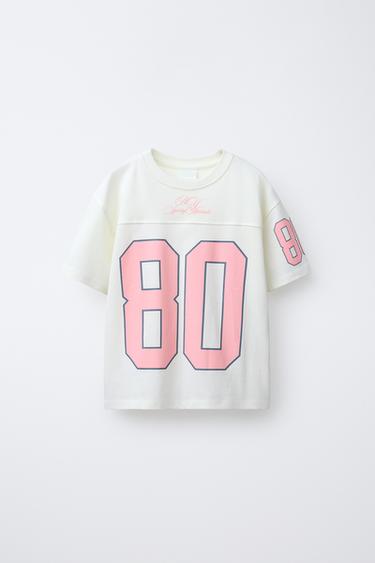 T-SHIRT IMPRIMÉ NUMÉRO - Beige de Zara