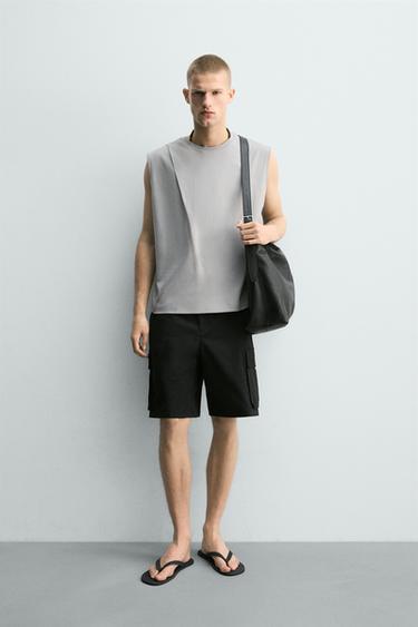 RELAXED FIT INTERLOCK PLEAT TANK TOP - Light grey by Zara - Image 0