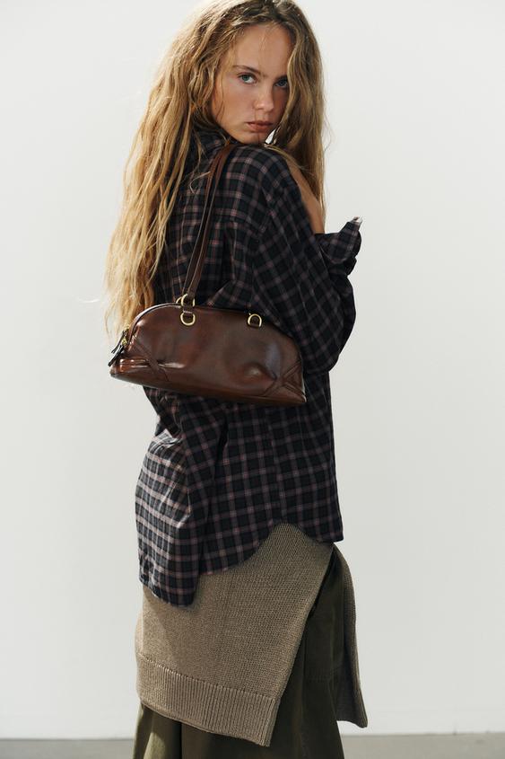 Zara RING-DETAIL SHOULDER BAG - Brown - Image 0