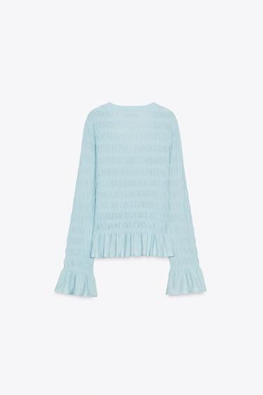 GILET EN MAILLE PLIS - Bleu clair de Zara - Image 6