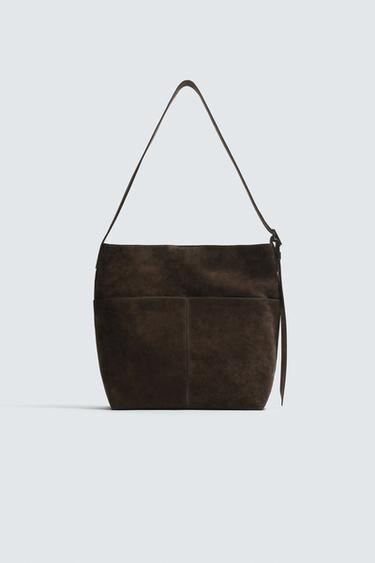 Zara LEATHER SHOPPER - Brown