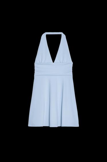VESTIDO CORTO HALTER - Azul claro de Zara - Imagen 0