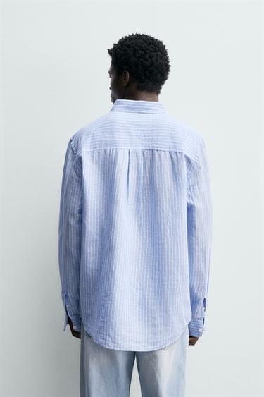 REGULAR FIT LINEN BLEND SHIRT - striped by Zara