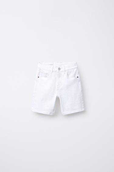 BASIC STRAIGHT DENIM BERMUDA SHORTS - White by Zara