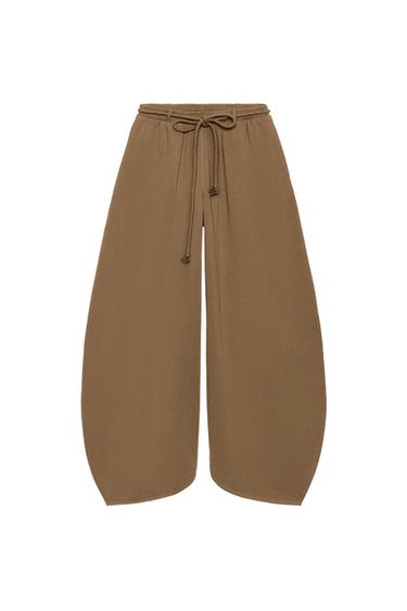BALLOON HEAVY COTTON TROUSERS - Caramel by Zara