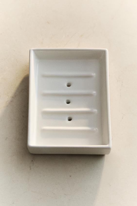 WHITE EARTHENWARE BATHROOM SOAP DISH - White by Zara - Image 5