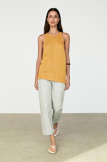 Zara Sleeveless knit halter top - Printed - Image 0