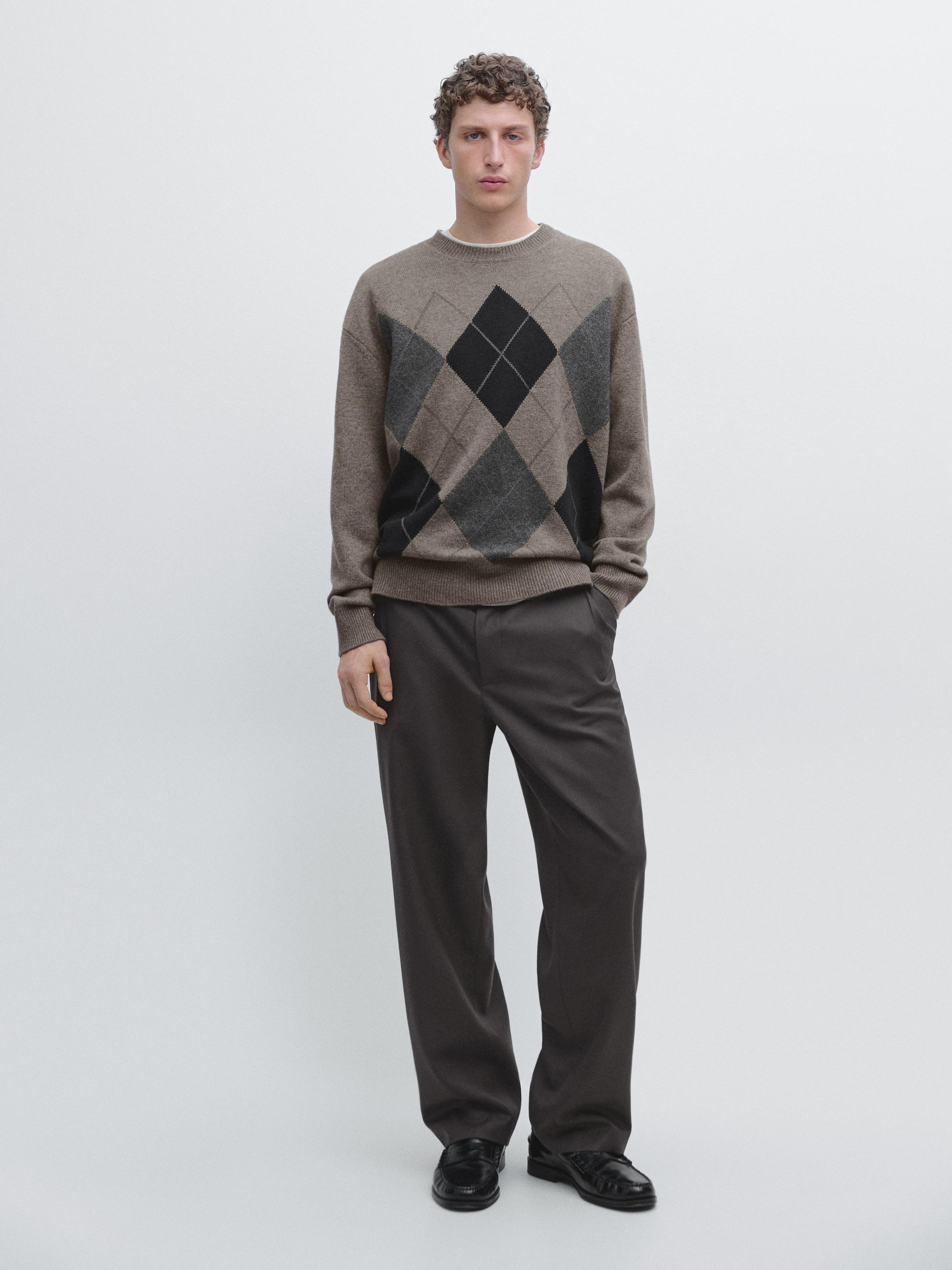 Pantalon relaxed fit en laine mélangée