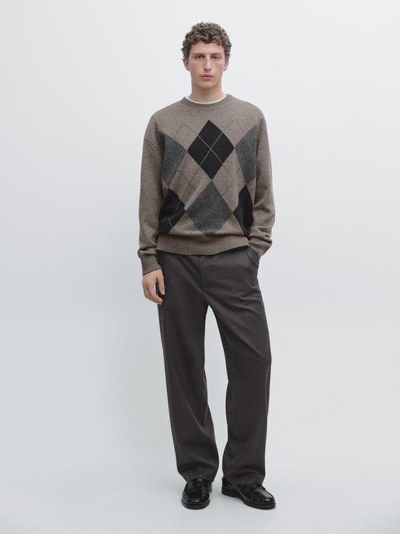 Relaxed fit wool blend trousers