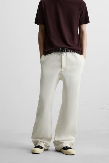PANTALON FLARE FIT - Blanc cassé de Zara - Image 4
