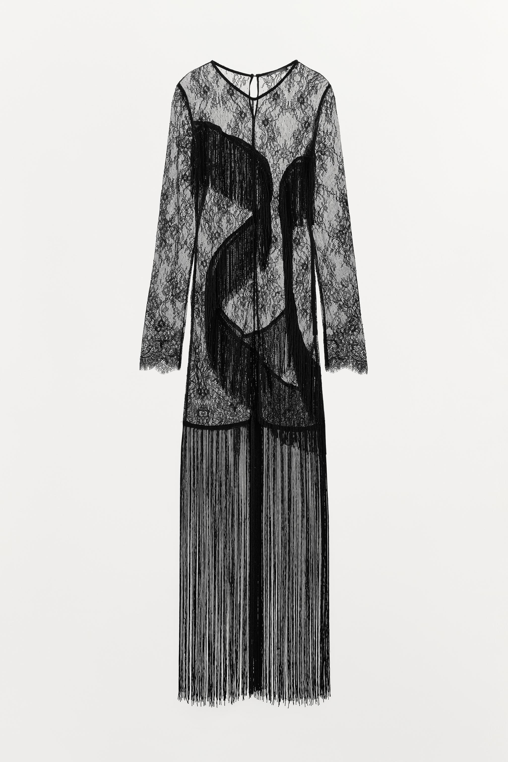 Женские платья Zara FRINGED LACE DRESS — фото 6