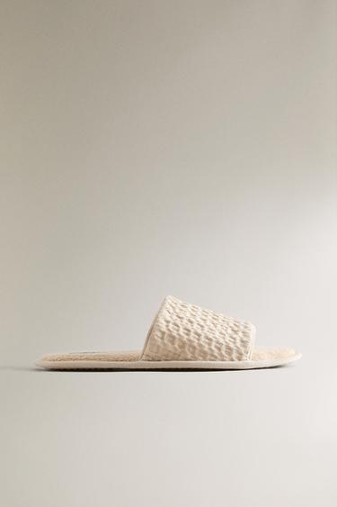 CHINELOS PALA EFEITO WAFFLE ALGODÃO TURCO - Bege da Zara - Imagem 0