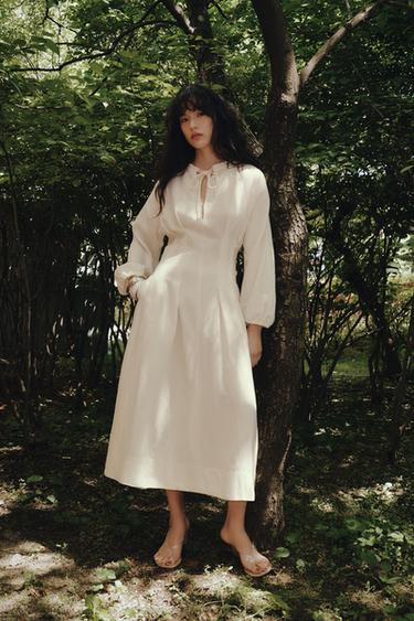 ZW 컬렉션 허리 테일러드 원피스 - Zara 버터