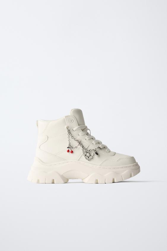 CHUNKY HIGH-TOP SNEAKERS WITH CHARMS - Beige by Zara - Image 0