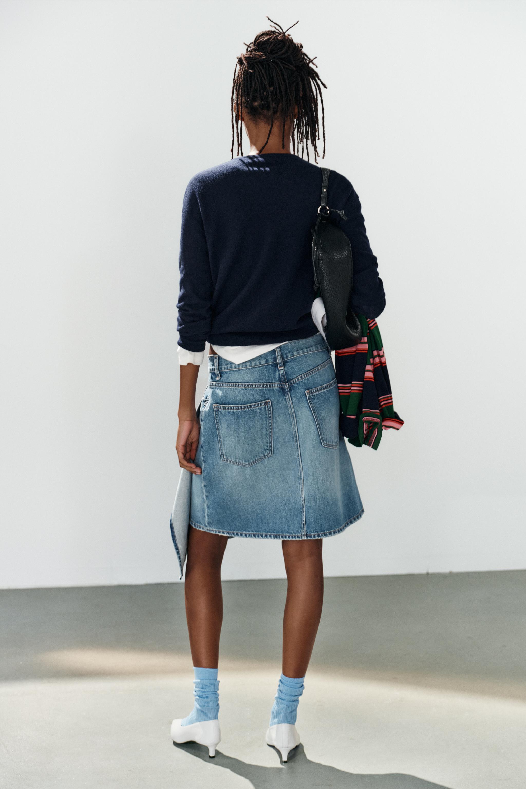 TRF ASYMMETRIC DENIM SKIRT