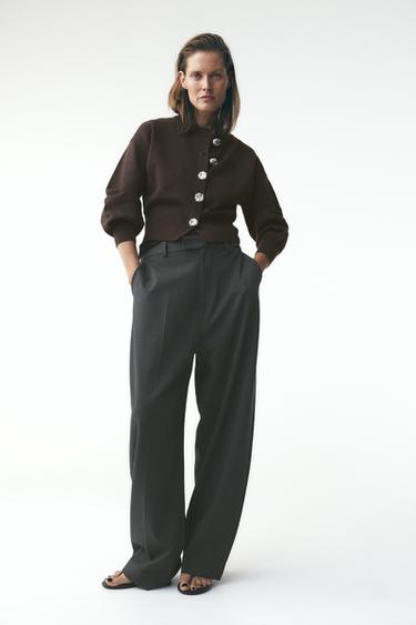 BUTTON KNIT CARDIGAN - Chocolate brown by Zara - Image 0