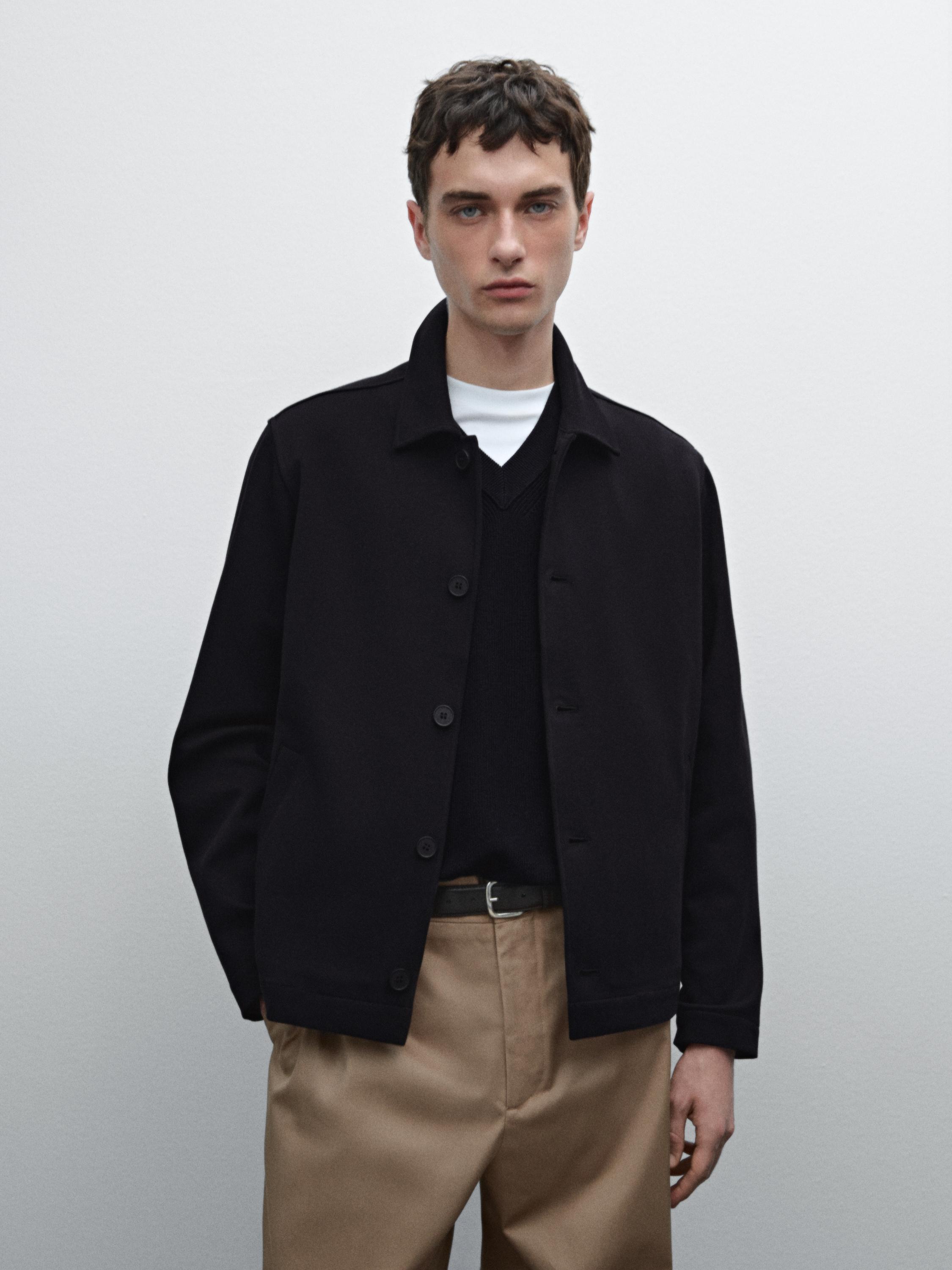Cotton blend twill overshirt - Dark navy | ZARA United States Cotton blend twill overshirt - Dark navy | ZARA United States