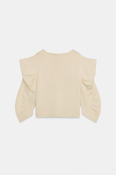 DRAPED SLEEVE KNIT JUMPER - Sand / Marl by Zara - Image 7