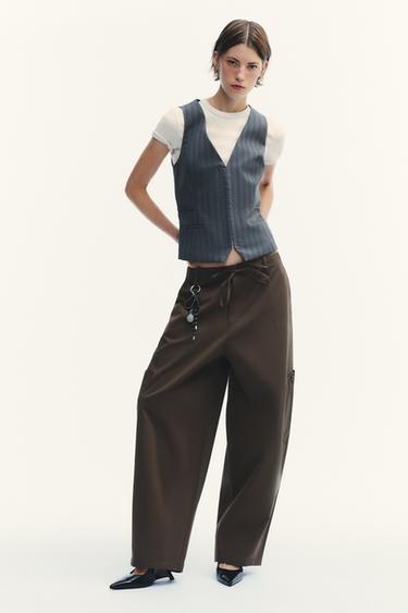 PINSTRIPE WAISTCOAT TOP - Blue / Grey by Zara