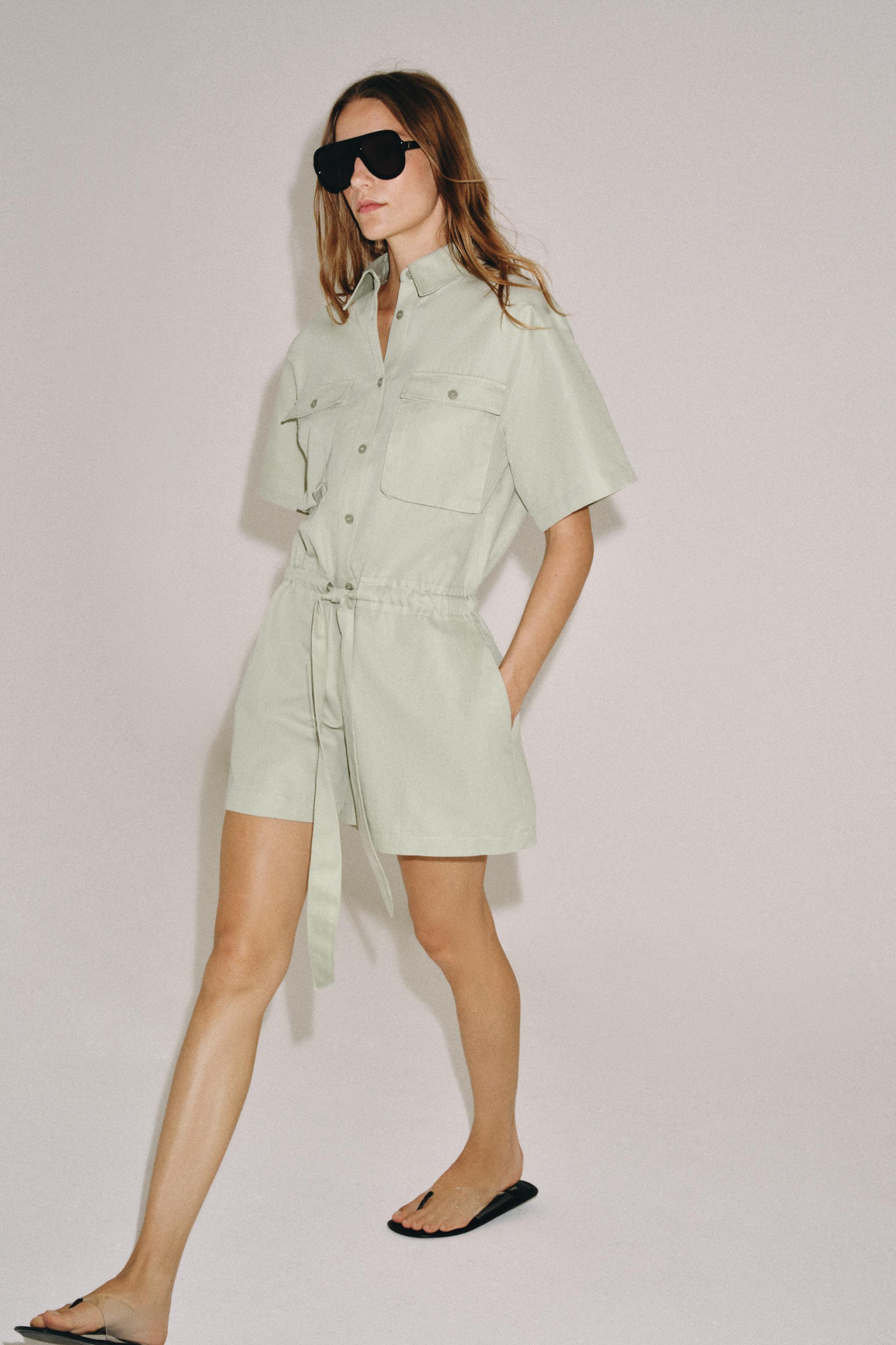 ベルト付きシャツジャンプスーツ ZW COLLECTION - ライトミント | ZARA