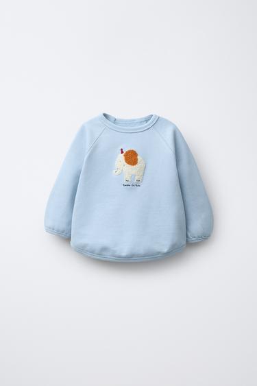 TERRY PATCH SWEATSHIRT - Light blue by Zara