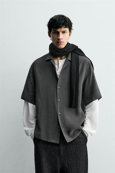Zara FLUID TEXTURED SHIRT - Gray