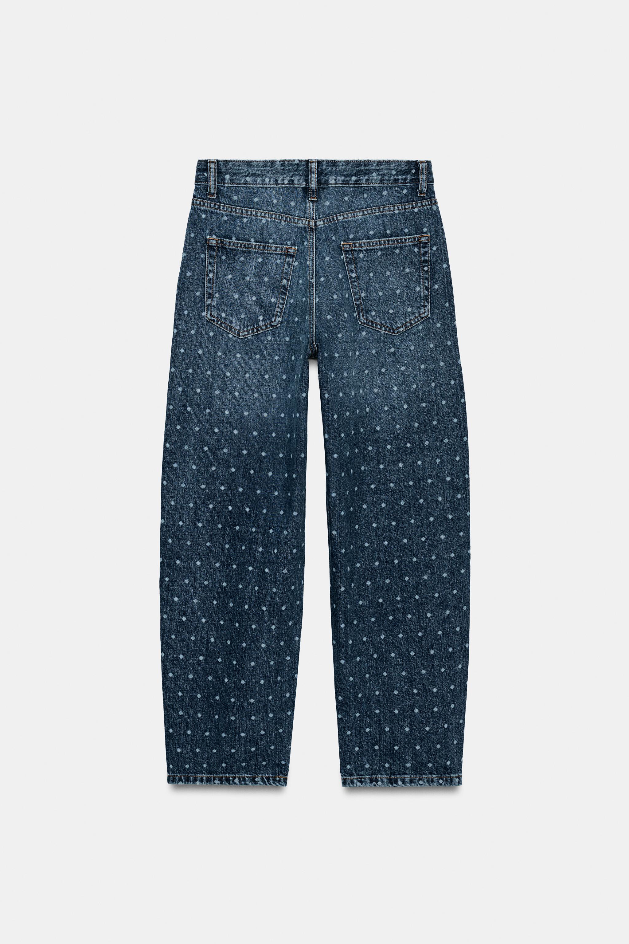 ZW COLLECTION POLKA DOT MID-RISE TAPERED JEANS