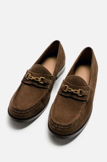 LEATHER LOAFERS WITH APPLIQUÉ - Beige by Zara - Image 1