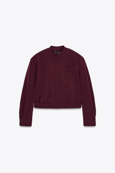 CHAQUETA BOMBER ZW COLLECTION - Burgundy de Zara - Imagen 0