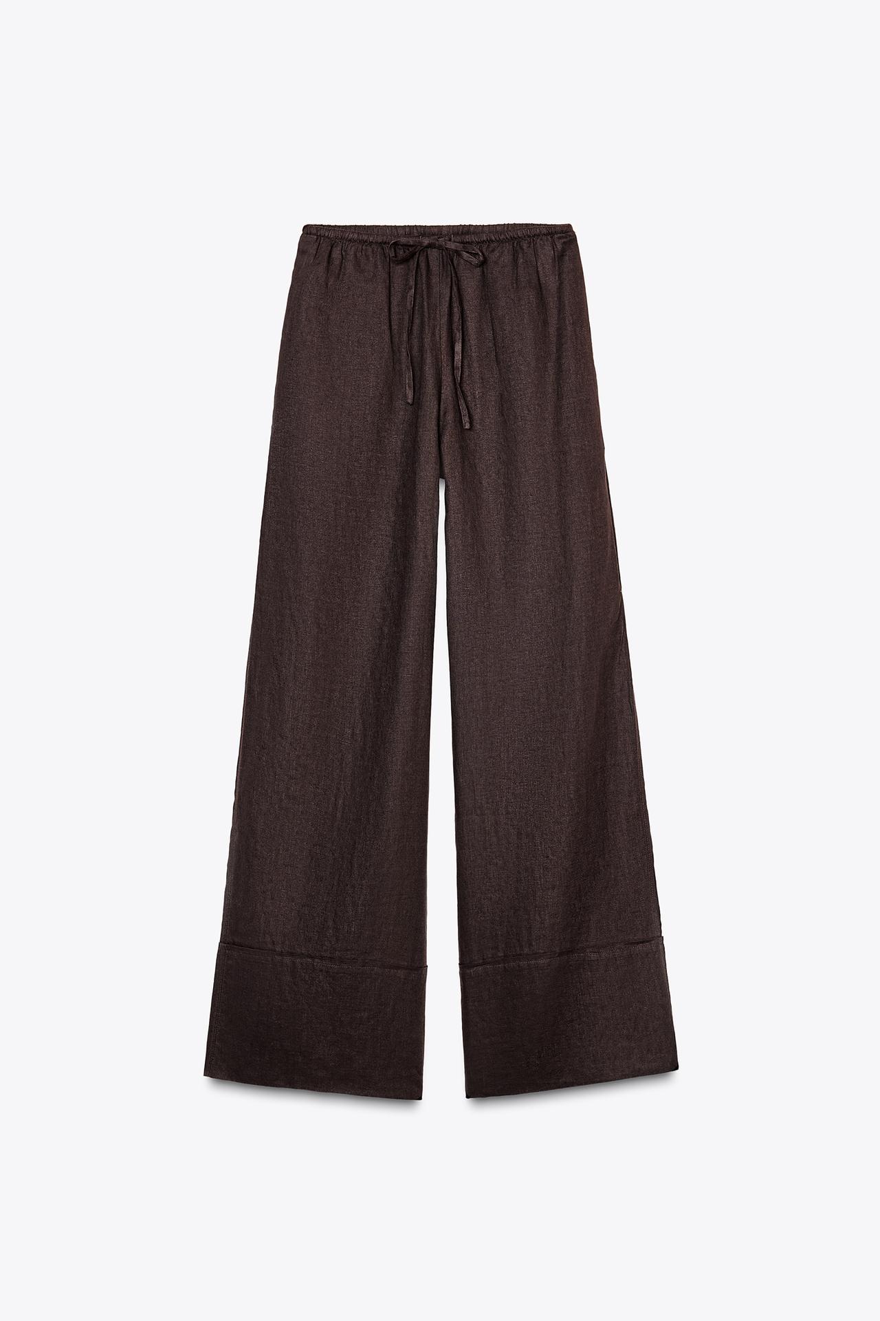 ZW COLLECTION 100% LINEN PALAZZO TROUSERS