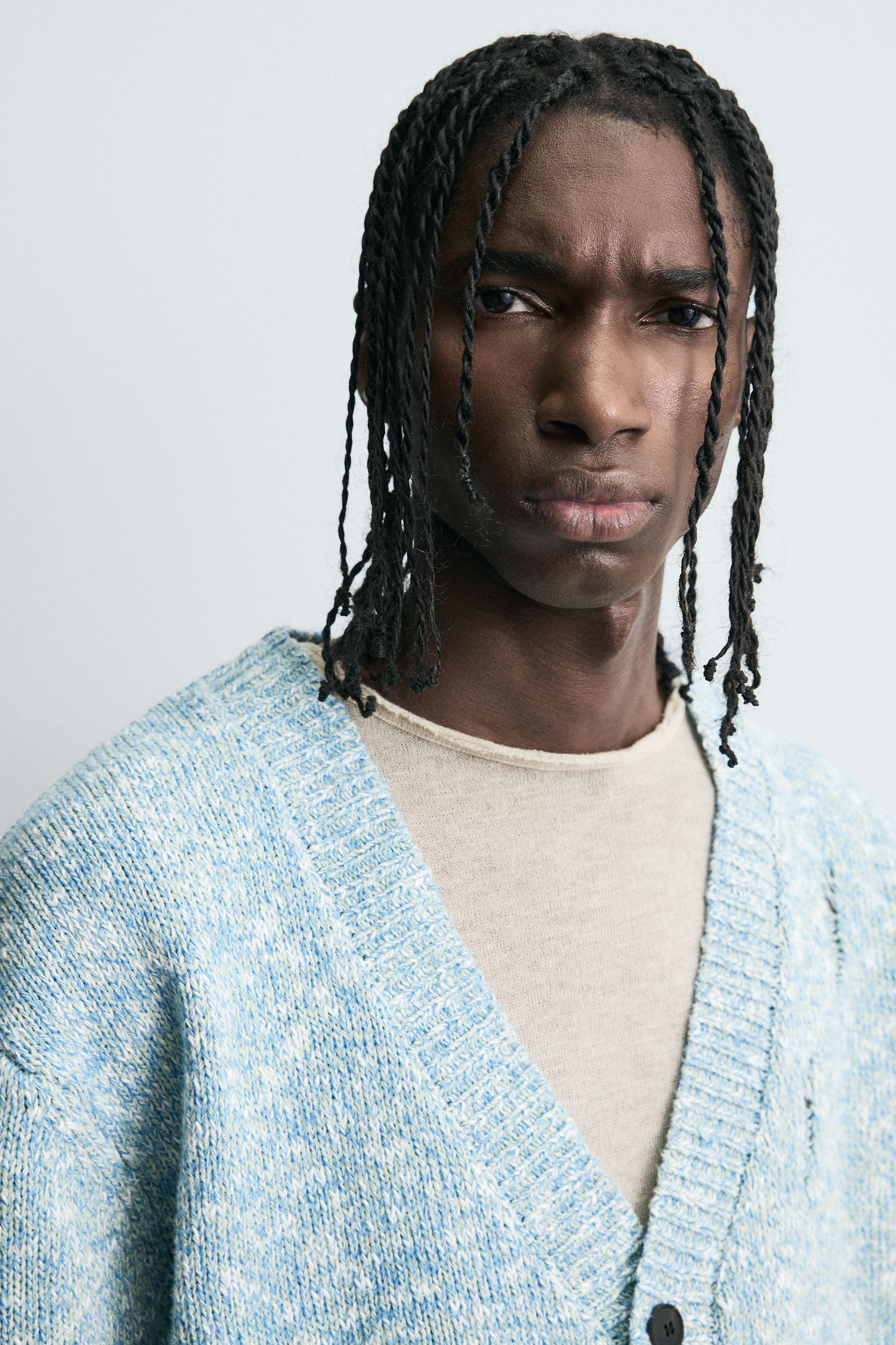 DISTRESSED TWISTED YARN CARDIGAN - Light blue | ZARA South Africa