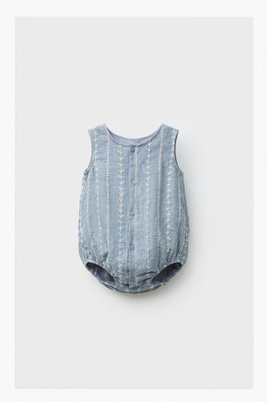 Zara 刺繡連身衣 - 斑紋藍色