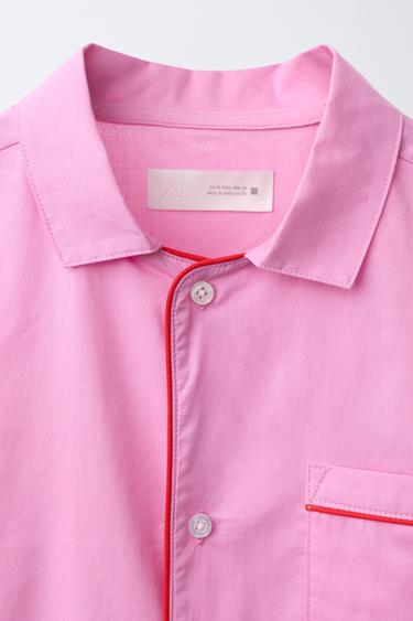 6-14 YEARS / 0FR. PARIS X ZARA CONTRAST PIPING PYJAMA SHIRT - Pink by Zara