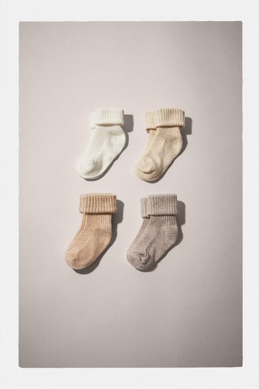LOT DE QUATRE CHAUSSETTES COLORÉES - Beige clair de Zara - Image 4