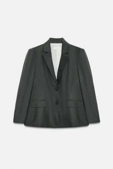 BLAZER ENTALLADA MEZCLA LINO - Gris medio de Zara - Imagen 0