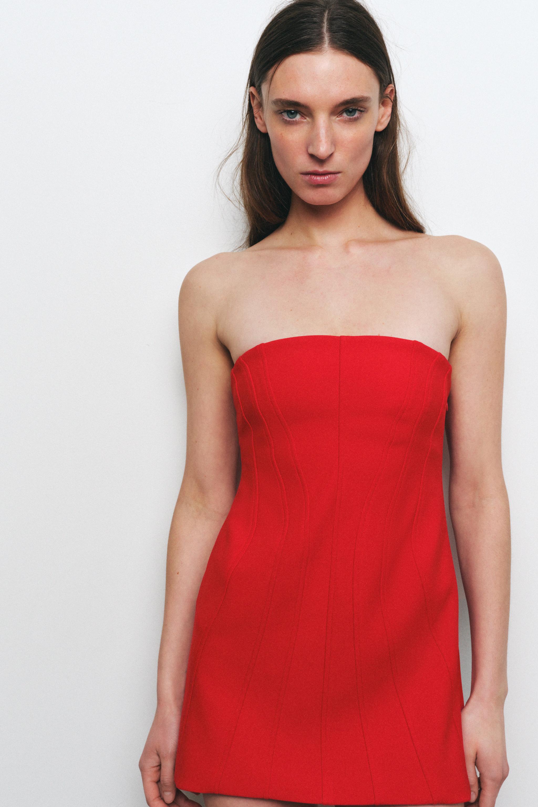 ストラップレス ショートワンピース - レッド | ZARA Japan / 日本