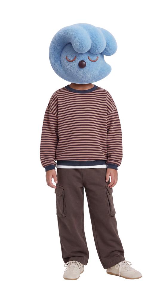 Zara STRIPED PRINT SWEATSHIRT - Light brown - Image 0