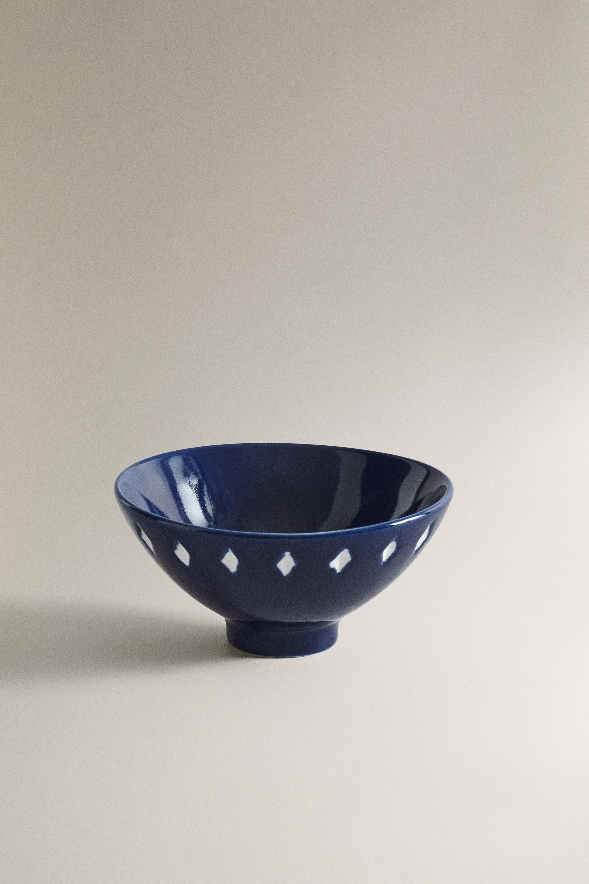 【一部予約販売】 X ボウル セラミック ひし形 FANGLU Japan ZARA | ブルー - LIN 工芸品