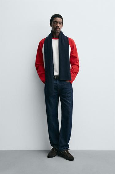 COLOUR BLOCK RAGLAN SLEEVE T-SHIRT - Ecru / Red by Zara