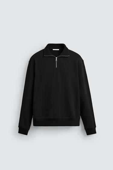 SUDADERA CUELLO CREMALLERA BÁSICA - Negro de Zara