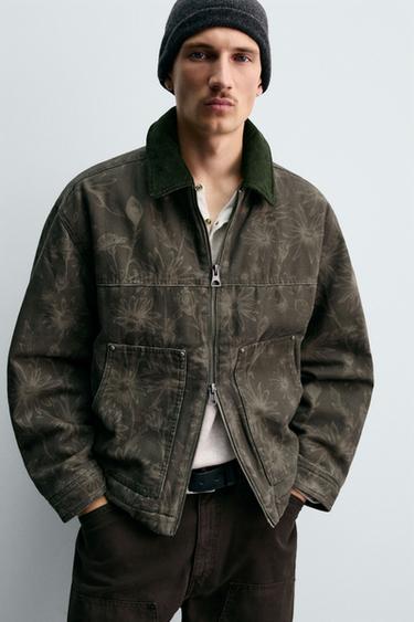 VESTE IMPRIMÉ FLORAL - Kaki foncé de Zara - Image 5